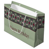 Grün, Rosa und Grau Große Geschenktüte (Vorderseite Schrägansicht)