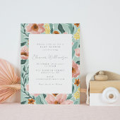 Grün rosa Vintage botanische Babydusche Einladung