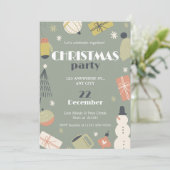 Grün rosa Weiß Niedlich Einfaches Weihnachtsfest P Einladung (Stehend Vorderseite)