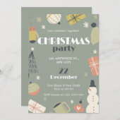Grün rosa Weiß Niedlich Einfaches Weihnachtsfest P Einladung (Vorne/Hinten)