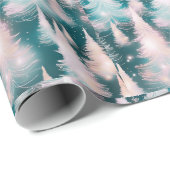 Grün rosa Weiße Bäume Moderne Weihnachten Geschenkpapier (Rolleneckpunkt)