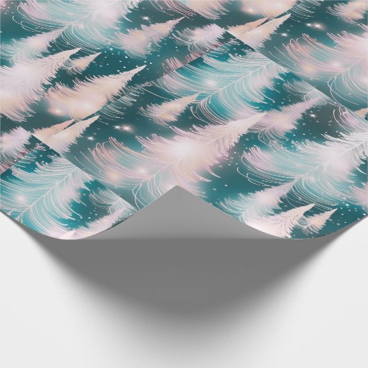 Grün rosa Weiße Bäume Moderne Weihnachten Geschenkpapier (Ecke)