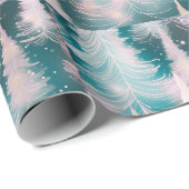 Grün rosa Weiße Bäume Moderne Weihnachten Geschenkpapier (Rolleneckpunkt)