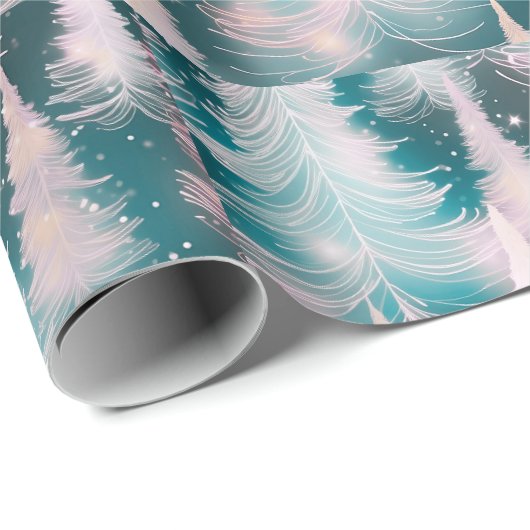 Grün rosa Weiße Bäume Moderne Weihnachten Geschenkpapier (Rolleneckpunkt)