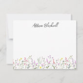 Grün rosa Wildblume, Personalisierter Name Mitteilungskarte (Vorderseite)