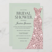 Grün Rose Gold und Rosa Brautparty Einladung (Vorne/Hinten)