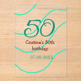 Grün rot 50 Geburtstagsjubiläum Namensdatum p Acryleinladungen