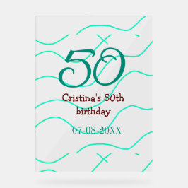 Grün rot 50 Geburtstagsjubiläum Namensdatum p Acrylschild