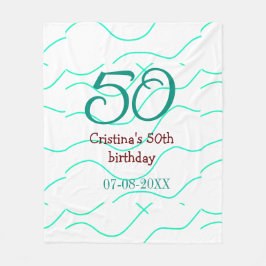 Grün rot 50 Geburtstagsjubiläum Namensdatum p Fleecedecke