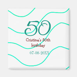 Grün rot 50 Geburtstagsjubiläum Namensdatum p Magnet