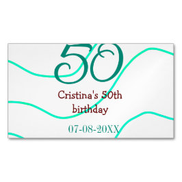 Grün rot 50 Geburtstagsjubiläum Namensdatum p Magnetische Visitenkarte