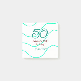 Grün rot 50 Geburtstagsjubiläum Namensdatum p Post-it Klebezettel