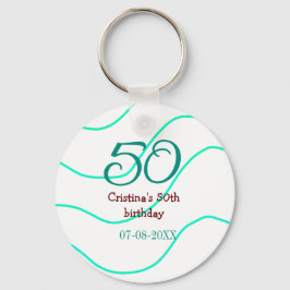 Grün rot 50 Geburtstagsjubiläum Namensdatum p Schlüsselanhänger