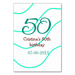 Grün rot 50 Geburtstagsjubiläum Namensdatum p Tischnummer