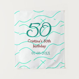 Grün rot 50 Geburtstagsjubiläum Namensdatum p Wandteppich