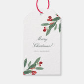 Grün & Rot Blätter & Beries Wasserfarbenurlaub Geschenkanhänger (Vorderseite)