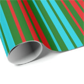 Grün Rot Blau Streifen Muster   Geschenkpapier (Rolleneckpunkt)