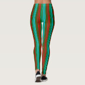 Grün Rot Blau Streifen Muster   Leggings (Rückseite)