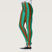 Grün Rot Blau Streifen Muster   Leggings (Links)
