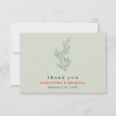 Grün Rot Botanisch Floral Danke Einladung (Vorderseite)