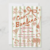 Grün Rot Ciao Bambino Italienische Einladung (Vorderseite)