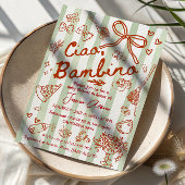 Grün Rot Ciao Bambino Italienische Einladung