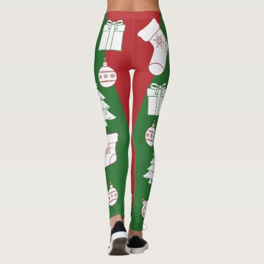 Grün & Rot frohe Weihnachten Leggings (Rückseite)