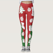 Grün & Rot frohe Weihnachten Leggings (Vorderseite)