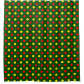 Grün Rot Gelb Polka-Punkte-Design Duschvorhang (Vorderseite)