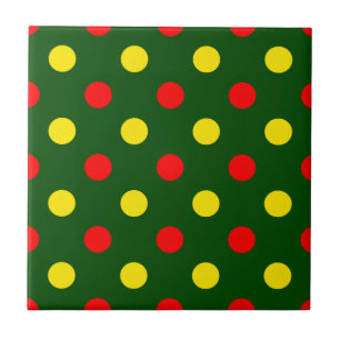 Grün Rot Gelb Polka-Punkte-Design  Fliese