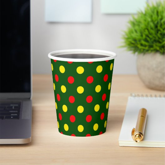 Grün Rot Gelb Polka-Punkte-Design  Pappbecher (InSitu)