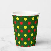 Grün Rot Gelb Polka-Punkte-Design  Pappbecher (Rückseite)