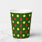 Grün Rot Gelb Polka-Punkte-Design  Pappbecher (Rechts)