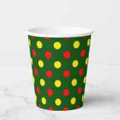 Grün Rot Gelb Polka-Punkte-Design  Pappbecher (Vorderseite)