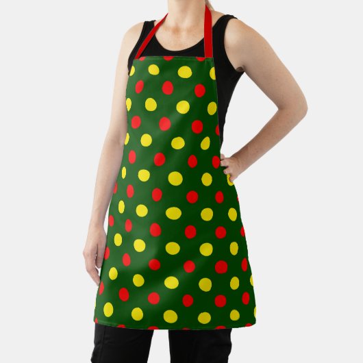 Grün Rot Gelb Polka-Punkte-Design Schürze (InSitu)