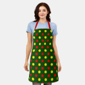 Grün Rot Gelb Polka-Punkte-Design Schürze (Getragen)