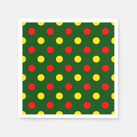 Grün Rot Gelb Polka-Punkte-Design Serviette (Vorderseite)