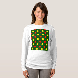 Grün Rot Gelb Polka-Punkte-Design T-Shirt