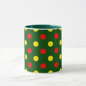 Grün Rot Gelb Polka-Punkte-Design Tasse (Zentrum)