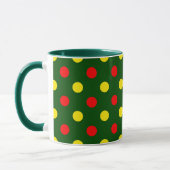 Grün Rot Gelb Polka-Punkte-Design Tasse (Links)
