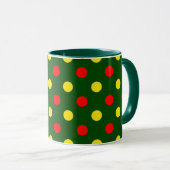 Grün Rot Gelb Polka-Punkte-Design Tasse (VorderseiteRechts)