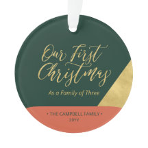 Grün, Rot & Gold Modernes Erstes Weihnachtsfest Fo