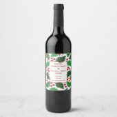Grün-Rot-Jolly-Holly-Wein-Flaschenetikett Weinetikett (Vorderseite)