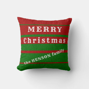 Grün Rot Knittern Frohe Weihnachtszeit Familie Url Kissen