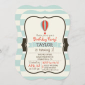 Grün, Rot, Orange Heißluftballon Einladung (Vorne/Hinten)