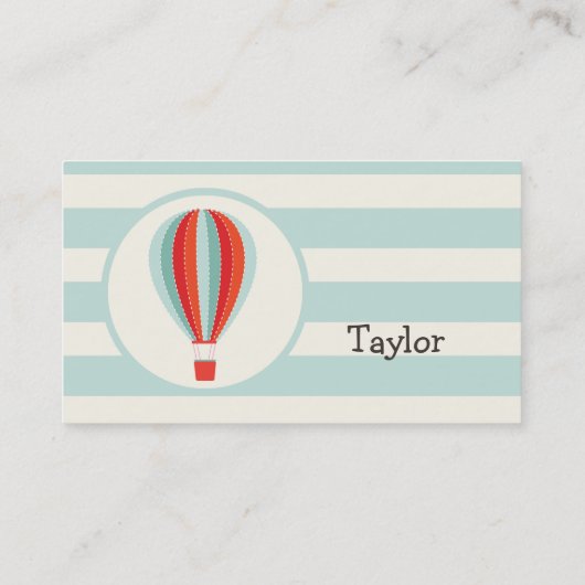 Grün, Rot, Orange Heißluftballon Visitenkarte (Rückseite)