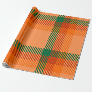 Grün, Rot, Orange und Beige Tartan Karo Schottisch Geschenkpapier
