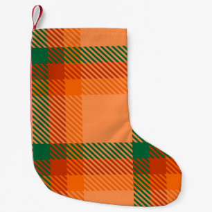 Grün, Rot, Orange und Beige Tartan Karo Schottisch Kleiner Weihnachtsstrumpf