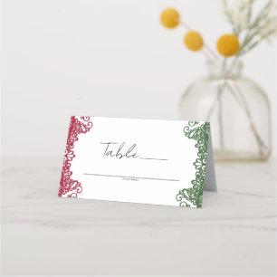 Grün Rot Spitze Elegante Fiesta Hochzeit Tisch Num Platzkarte