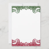 Grün & Rot Spitzen Elegante Fiesta White Wedding Einladung (Rückseite)